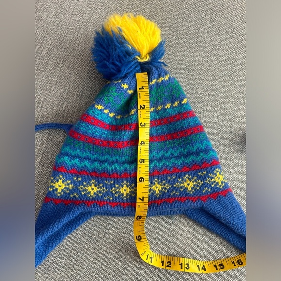 Vintage Marceau Sports 100% Wool Beanie Hat Pompom Blue - Picture 10 of 10